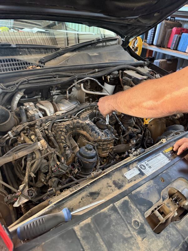 Engine bay during a service